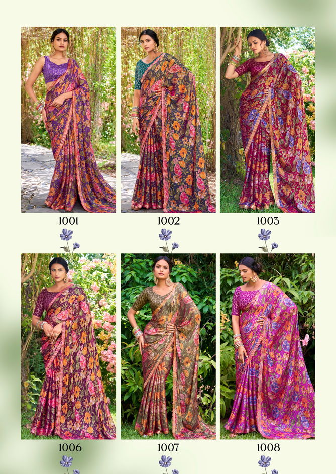 Feena By Stavan 3D Velvet Chiffon Embroidery Saree Exporters In India